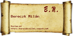 Bereczk Milán névjegykártya