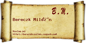Bereczk Milán névjegykártya