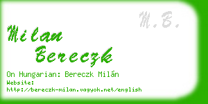 milan bereczk business card